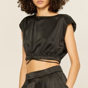 Nicholas Rey Silk Crop Top in Black Size 2